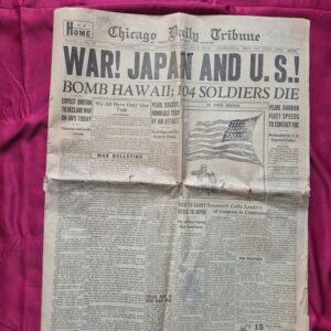 Chicago Daily Tribune newspaper reporting on the Pearl Harbor attack.