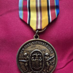 New York National Guard Recruiting Medal with a multi-colored ribbon.