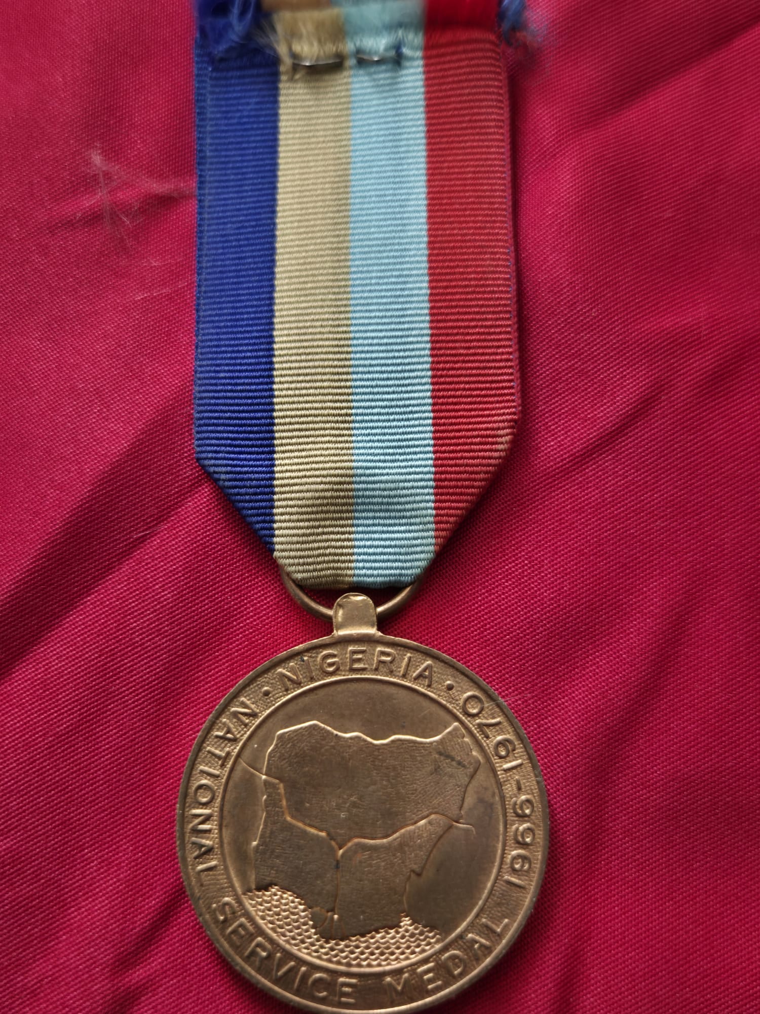 Nigerian National Service Medal 1966-1970 with a striped ribbon. - Image 3