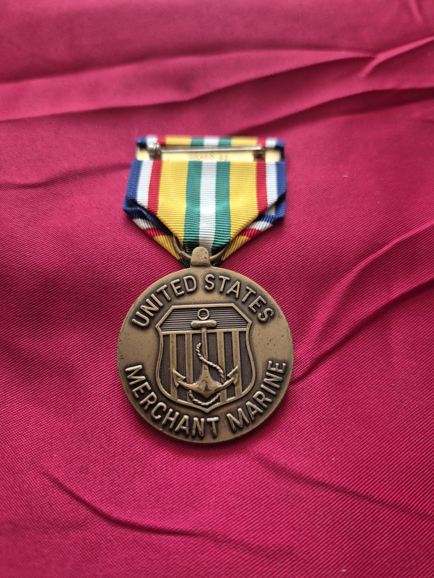 US Merchant Marine Mediterranean-Middle East War Zone medal. - Image 2