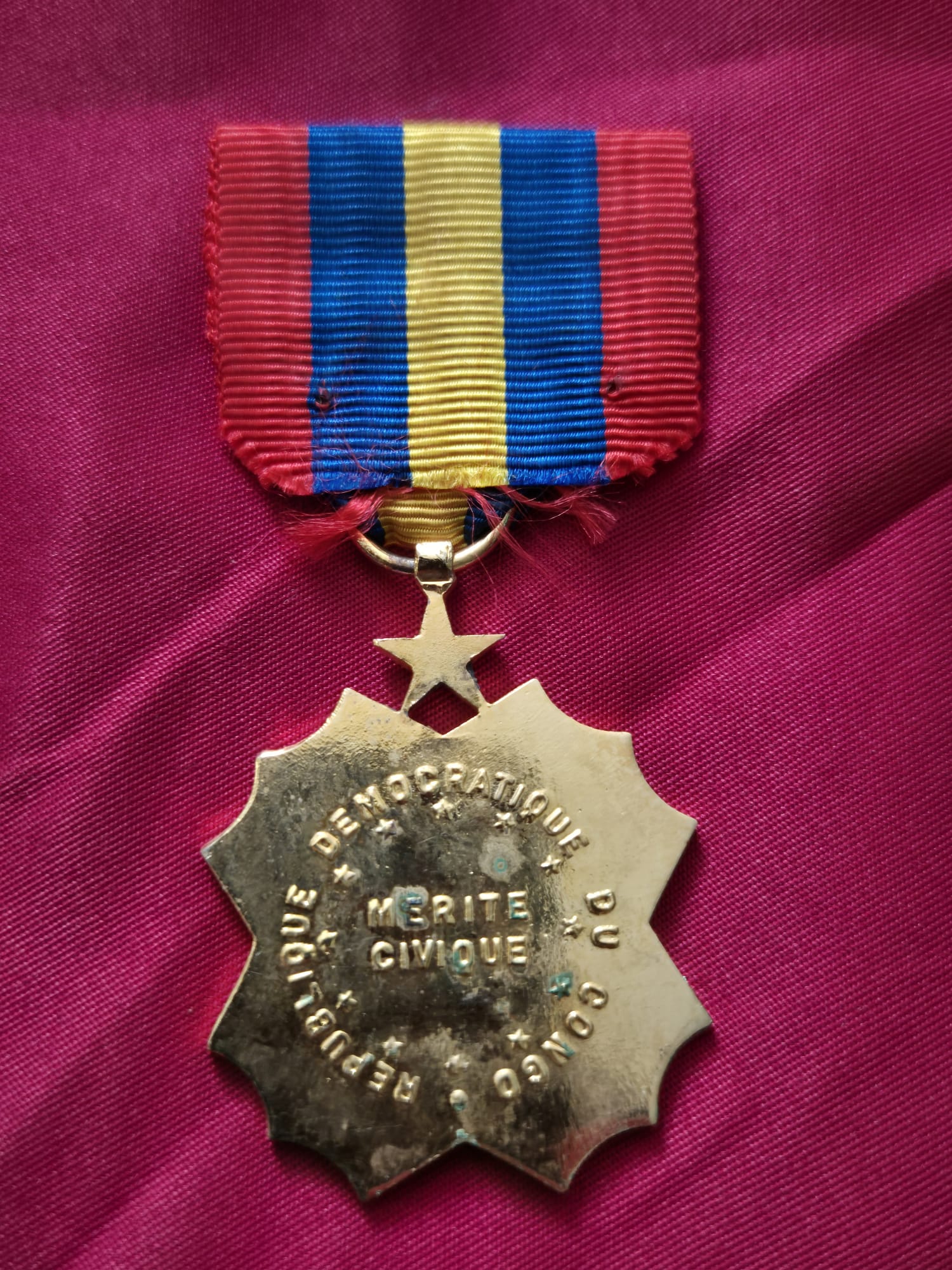 Zaire Republic Order of Civil Merit 1st Class medal with ribbon. - Image 2
