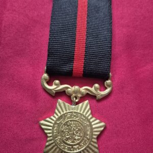 A Pakistan Sitara-e-Harb 1965 War Star medal with a blue and red ribbon.