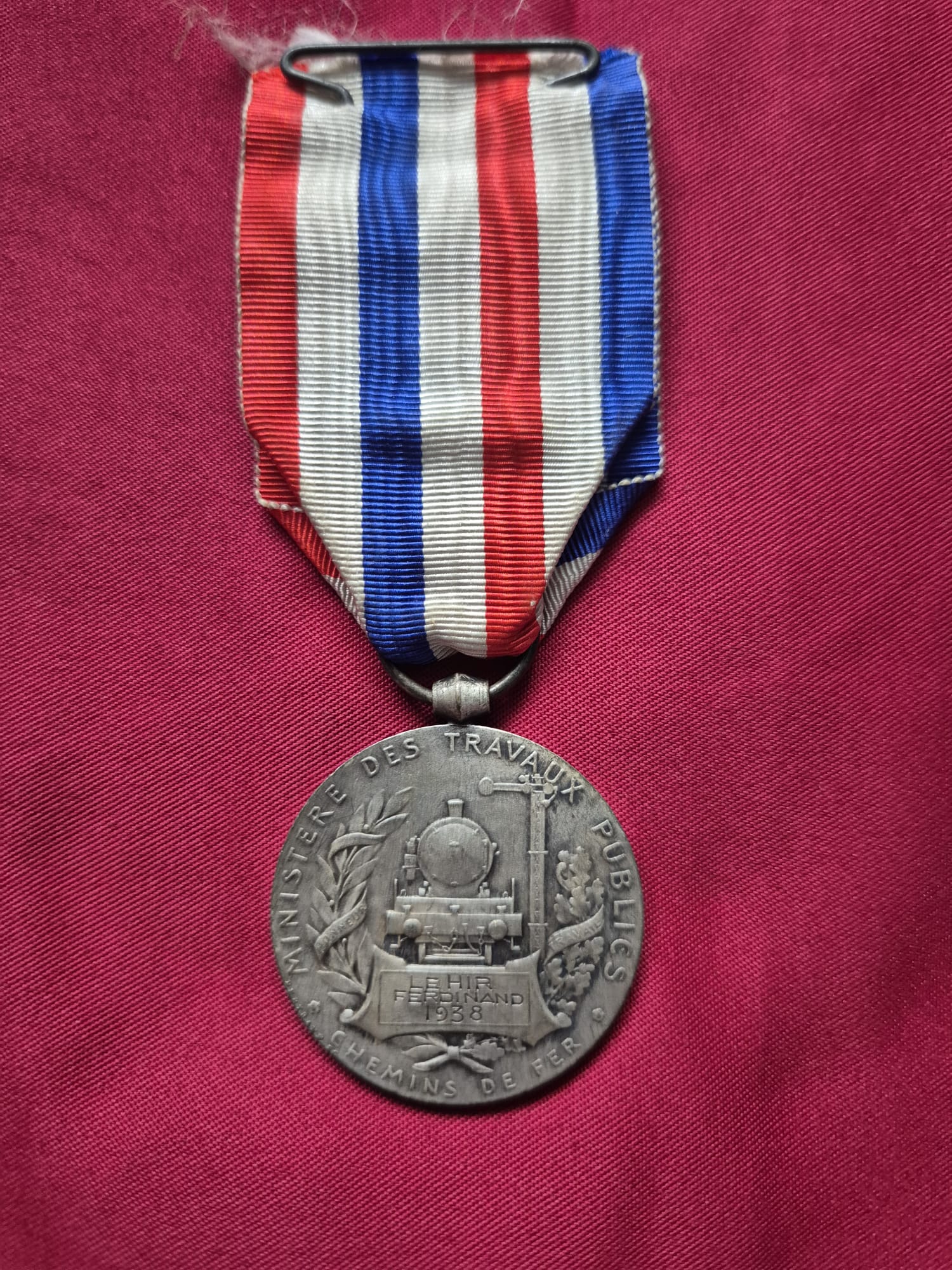 French Ministry of Public Works Railroads Silver Medal with locomotive emblem. - Image 3