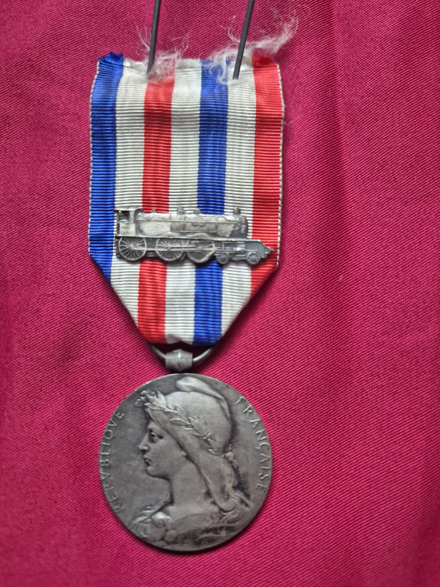 French Ministry of Public Works Railroads Silver Medal with locomotive emblem.
